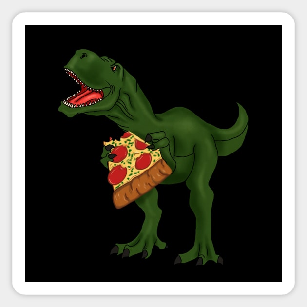 T-rex Dinosaur Eating Pizza Sticker by logiamerch